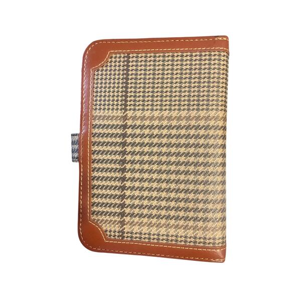 Vintage Leather Advantage Organizer Planner Calendar Address Cognac Houndstooth - Picture 2 of 11